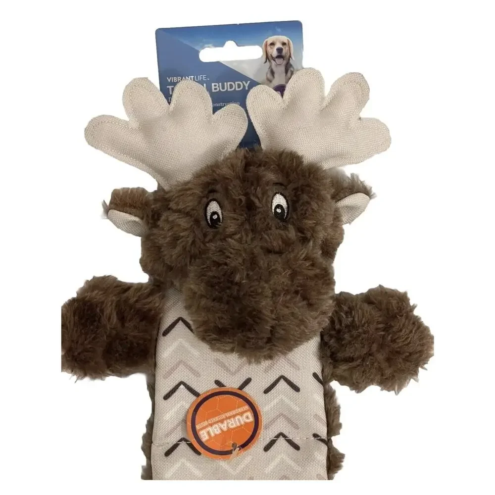 Super Fun Vibrant Life Tough Buddy Dog’s Toy Chew Level 3 M Durable Moose 20IN